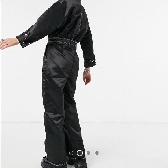 ASOS purchased / Collusion / NWT / satin jumpsuit with contrast stitch / black - Picture 4 of 11